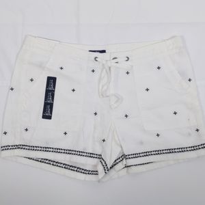 GAP Linen Drawstring Short Black Diamonds